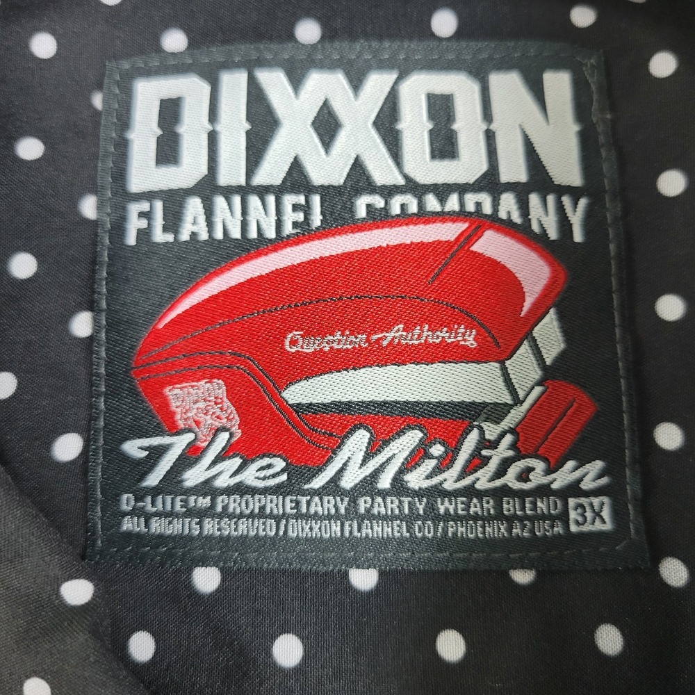 Dixxon Flannel Company The Milton Mens 3XL Black Polka Dot Button Down SS - Picture 4 of 6